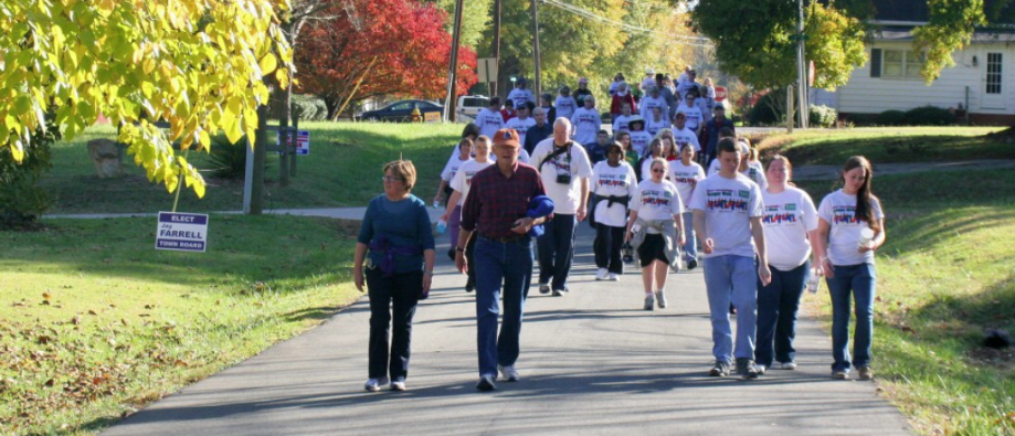 people walking for charity