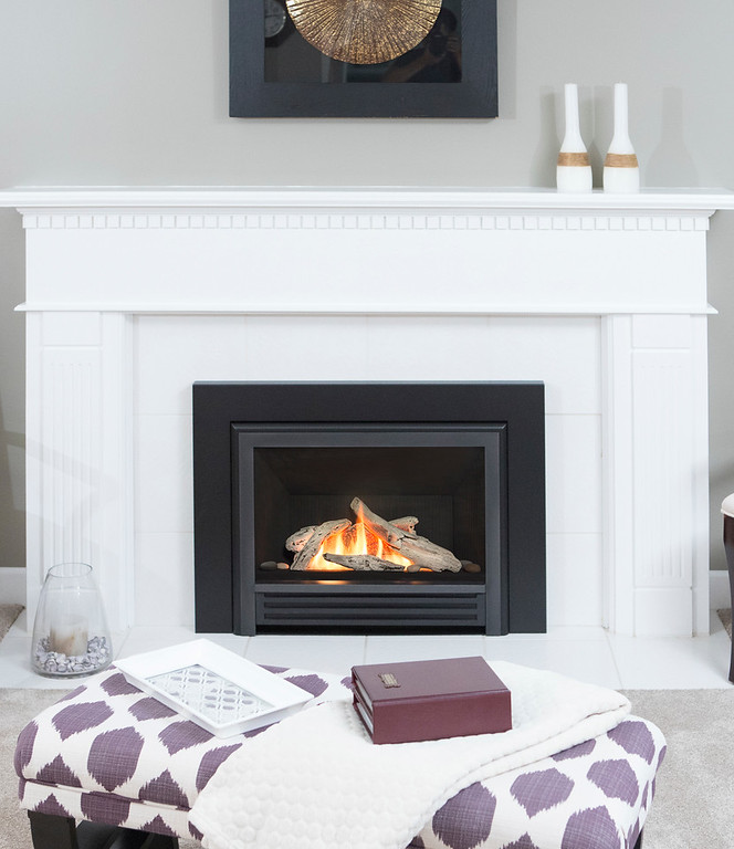 burning fireplace
