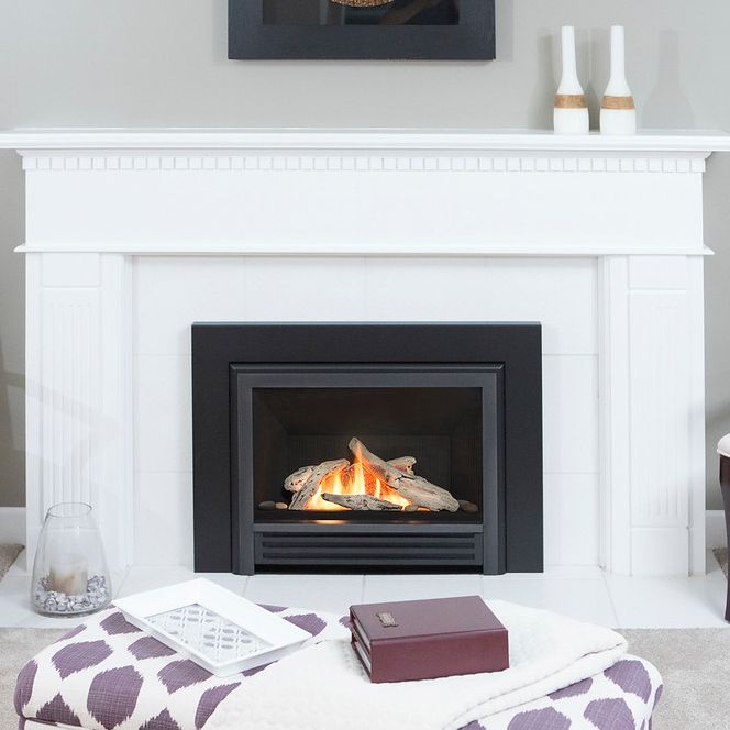burning fireplace