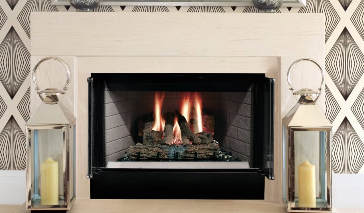 majestic wood burning fireplace